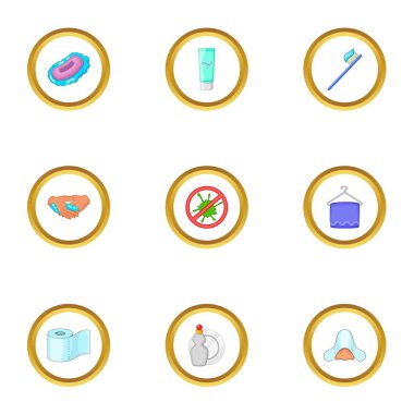Biyo kişisel hijyen Icons set, karikatür tarzı
