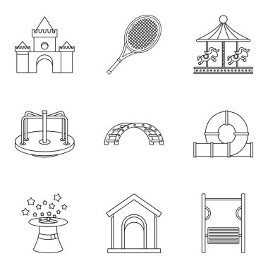 Anaokulu Icons set, anahat tarzı dinlenmek