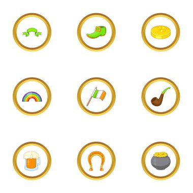 St. Patrick tatil Icons set, karikatür tarzı