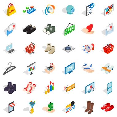 Alışveriş çantası Icons set, izometrik stili