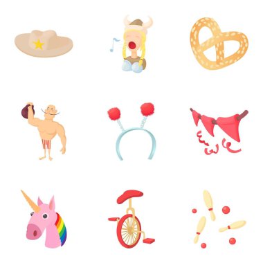 Karnaval Icons set, karikatür tarzı