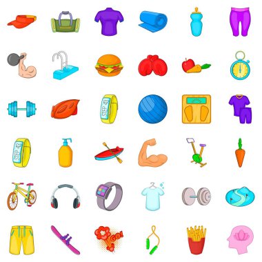 Egzersiz Icons set, karikatür tarzı