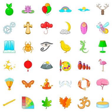 Sonbahar yaprak Icons set, karikatür tarzı