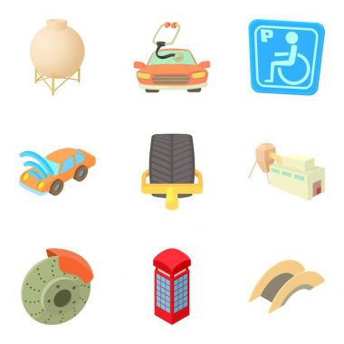 Uzak şehir Icons set, karikatür tarzı