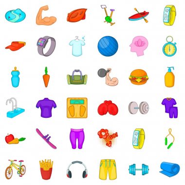 Atlet Icons set, karikatür tarzı