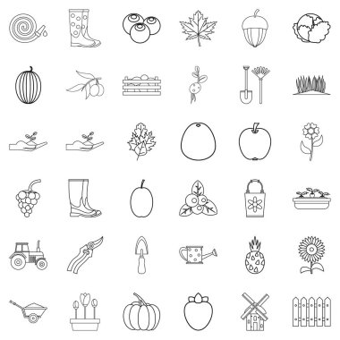 Büyüme Icons set, anahat stili