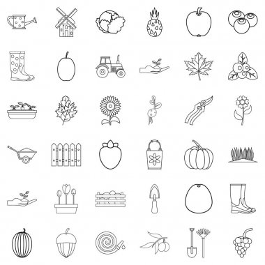 Bitki Icons set, anahat stili