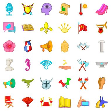 Müze Icons set, karikatür tarzı