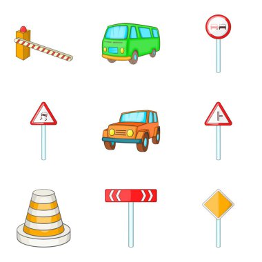 Şehir gezinti Icons set, karikatür tarzı