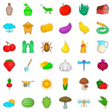 Ekipman Icons set, karikatür tarzı