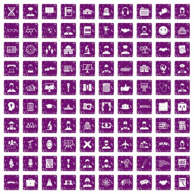 100 akıllı simgeler grunge mor ayarla