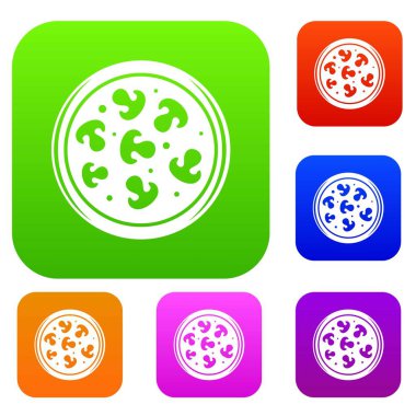 Mantarlı pizza renk koleksiyonu ayarla