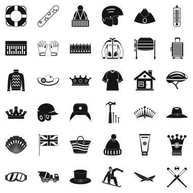 Kış Icons set, basit tarzı