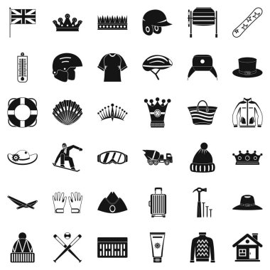 Isınma Icons set, basit tarzı