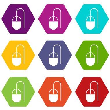 Renk altı yüzlü bilgisayar fare simgesi ayarla