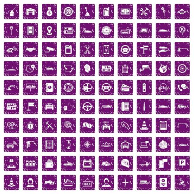 100 otomatik hizmet merkezi simgeler grunge mor ayarla