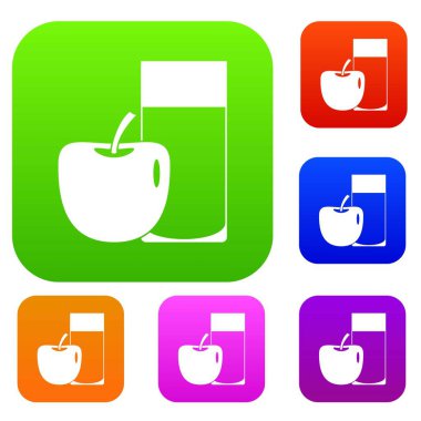 Kadeh içki ve elma renk koleksiyonu ayarla