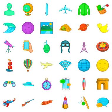 Gezegen Icons set, karikatür tarzı