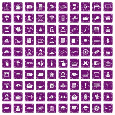 100 gazeteci simgeler grunge mor ayarla