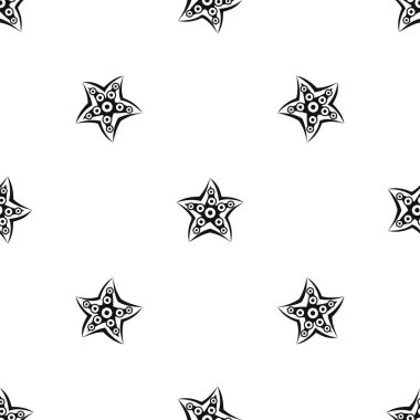 Deniz yıldızı desen sorunsuz siyah