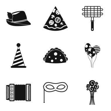 Parti Icons set, basit tarzı