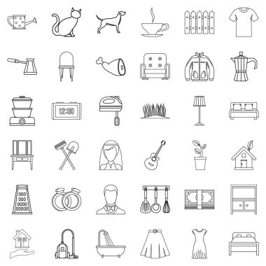 Romantik Icons set, anahat stili