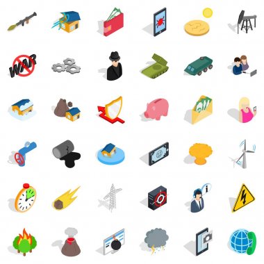 İlerleme Icons set, izometrik stili