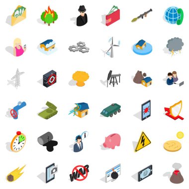 Hiçbir savaş Icons set, izometrik stili
