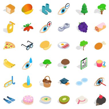 Sağlık gıda Icons set, izometrik stili