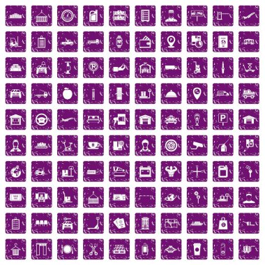 100 yükleyici simgeler grunge mor ayarla