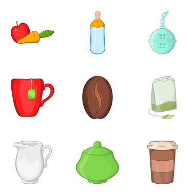 Icons set, karikatür tarzı demlemek