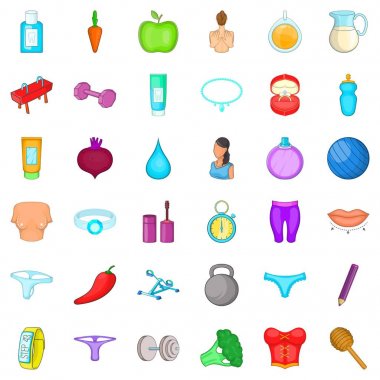 Brokoli simgeleri seti, çizgi film biçimi