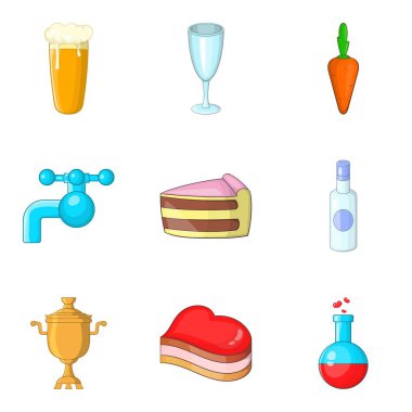 Arıtılmış su Icons set, karikatür tarzı