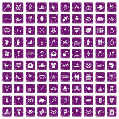 grunge mor 100 love Icons set