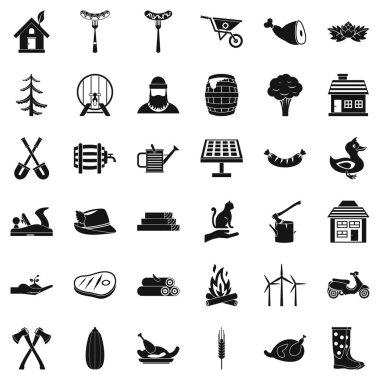 Çiftçi Icons set, basit tarzı