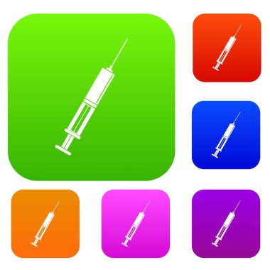 Sıvı set renk koleksiyonu ile şırınga