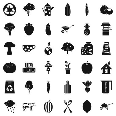 El arabası Icons set, basit tarzı