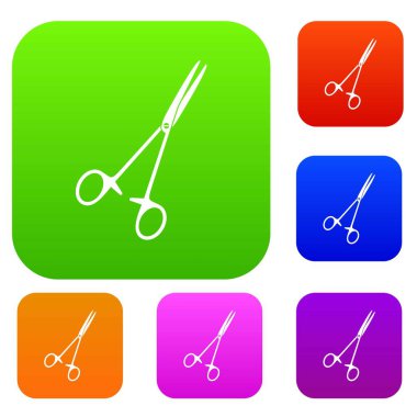 Tıbbi kelepçe makas renk koleksiyonu ayarla