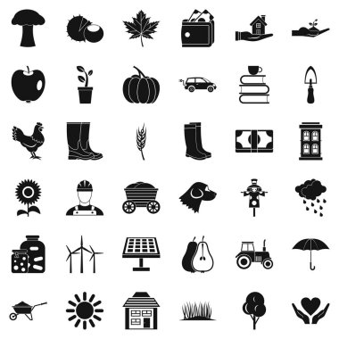 Mantar Icons set, basit tarzı