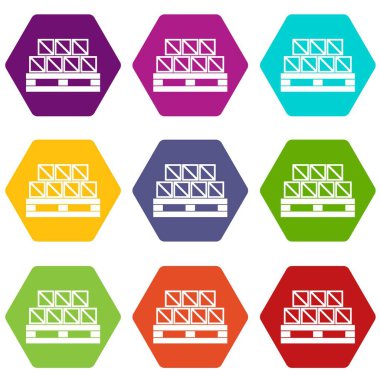 Renk altı yüzlü kutuları ürünler Icon set