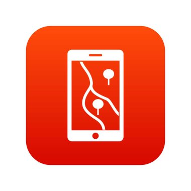 Smartphone Gps navigator simgesi dijital kırmızı ile
