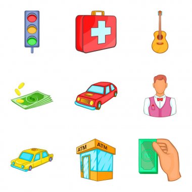 Parasal ilişki Icons set, karikatür tarzı