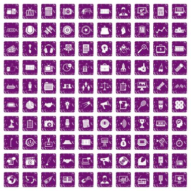 grunge mor 100 Medya Icons set