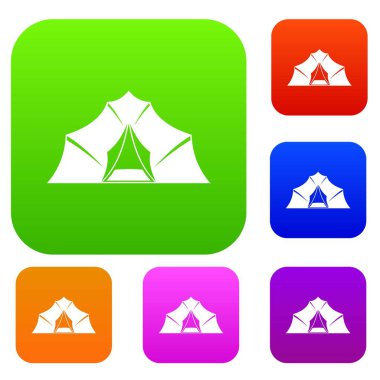 Yürüyüş ve kamp çadır renk koleksiyonu ayarla