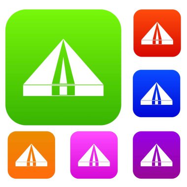 Turist kamp çadır renk koleksiyonu ayarla