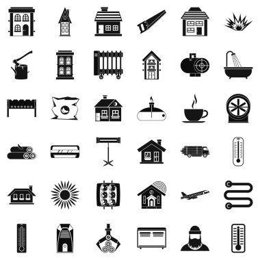 Isıtma Icons set, basit tarzı