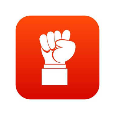 Erkek yumruk el simgesi dijital kırmızı kaldırdı