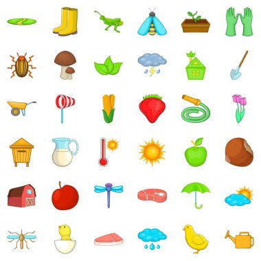 Tarım hasat Icons set, izometrik stili