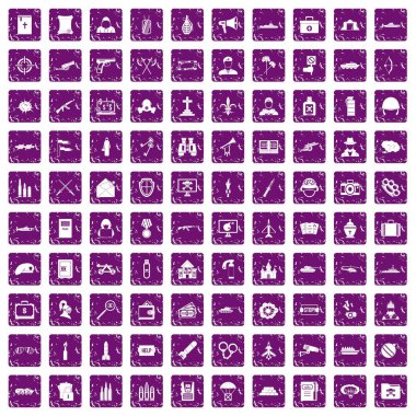 100 askeri simgeler grunge mor ayarla