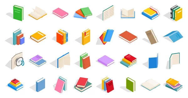 School books icon set, isometric style — Stock Vector